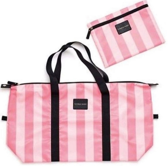 Victoria's Secret Handbags - NWT Victoria's Secret Striped Packable Travel Bag